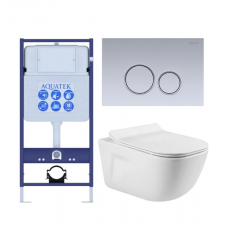 Комплект инсталляции с подвесным унитазом AQUATEK с сиденьем и кнопкой SET AQUATEK ДИВА-019 4в1